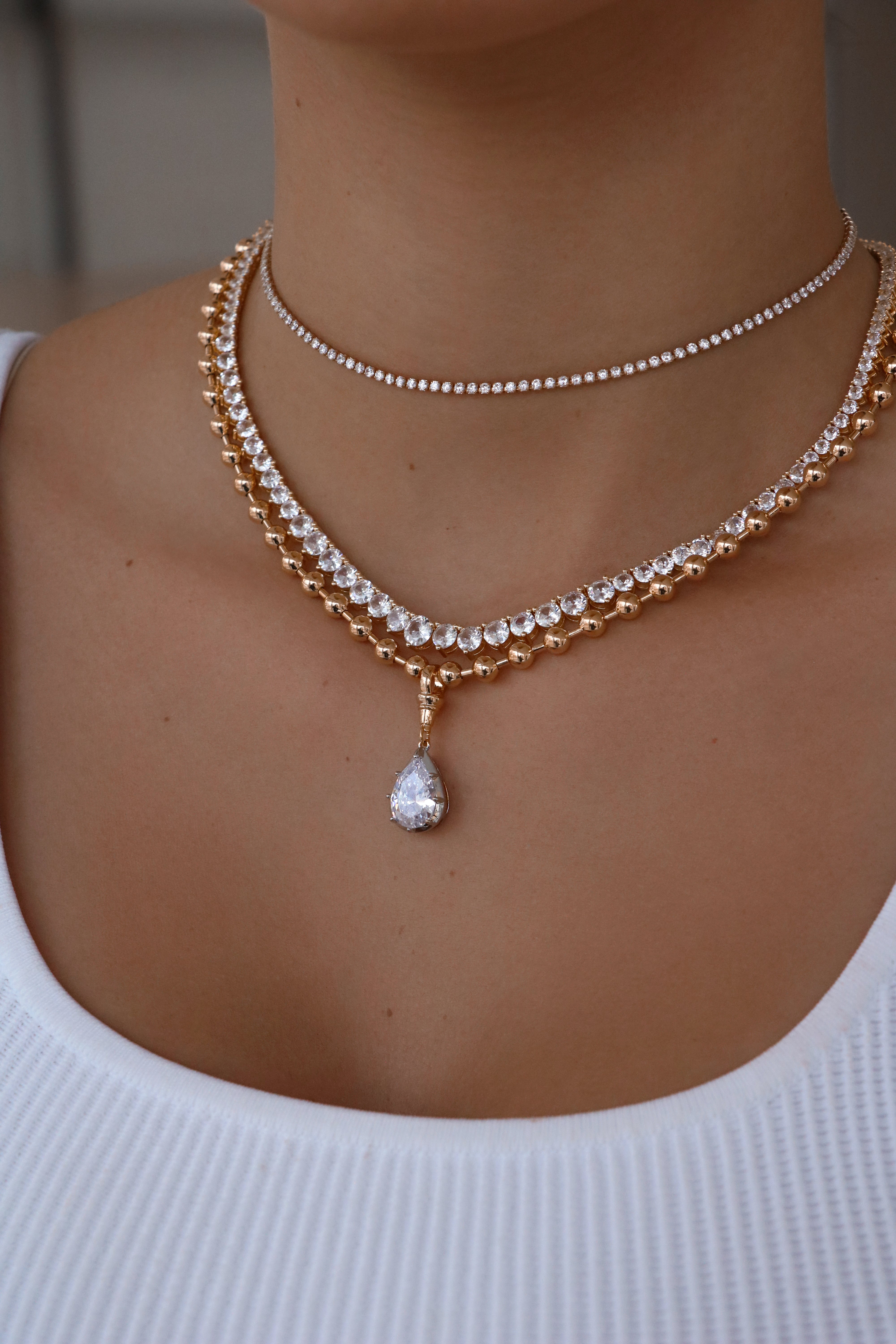 Bubble Ball Pear Necklace
