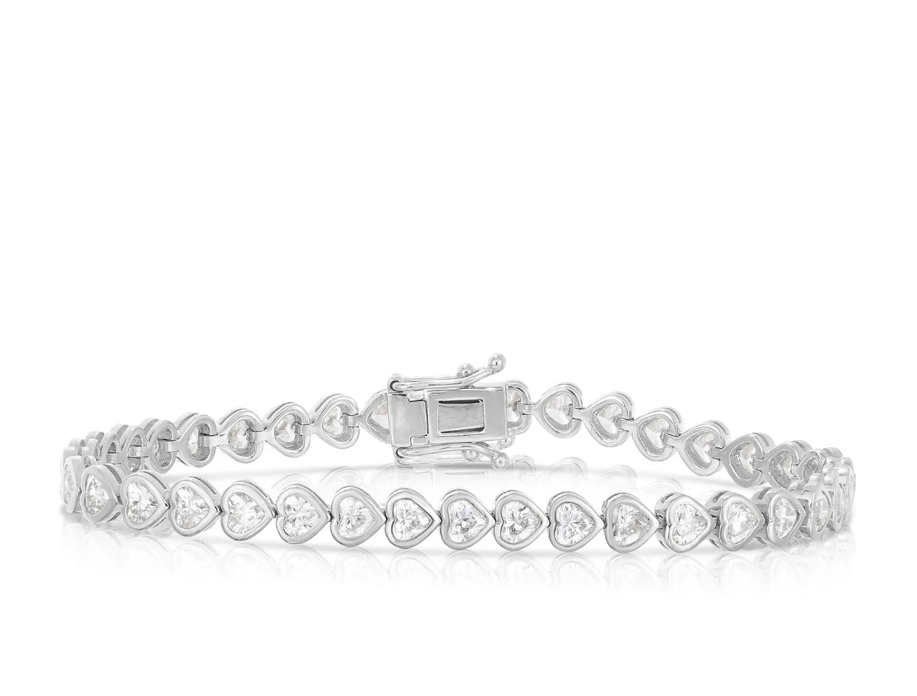 Hearts Stone Bezel Tennis Bracelet