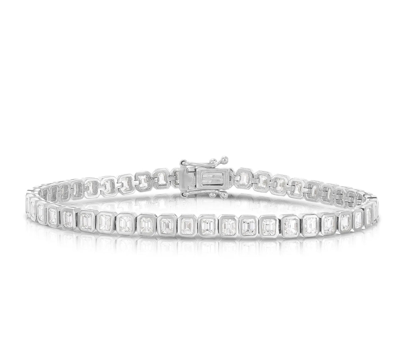 Emerald Cut Bezel Tennis Bracelet