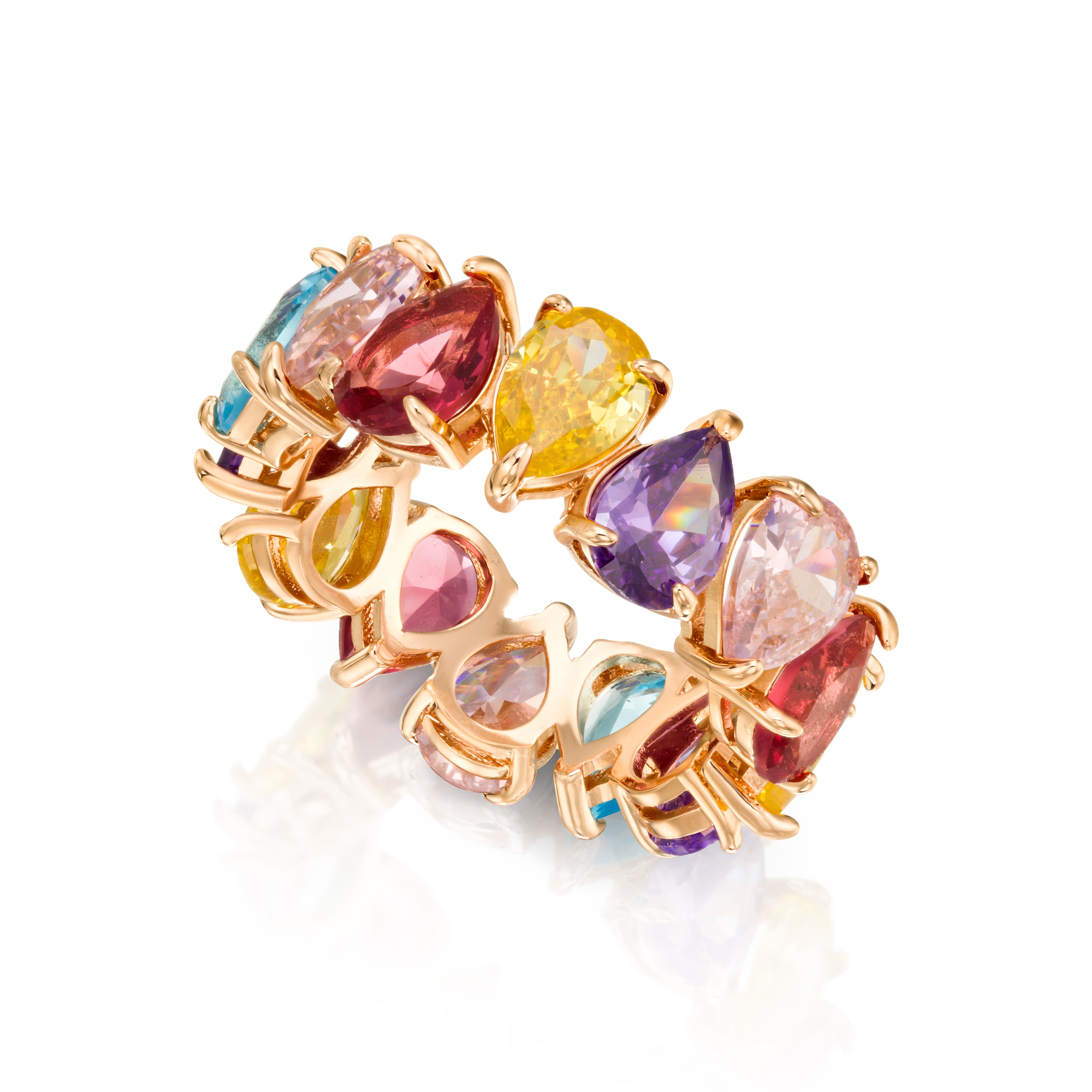 Eternity Rainbow Drops Ring