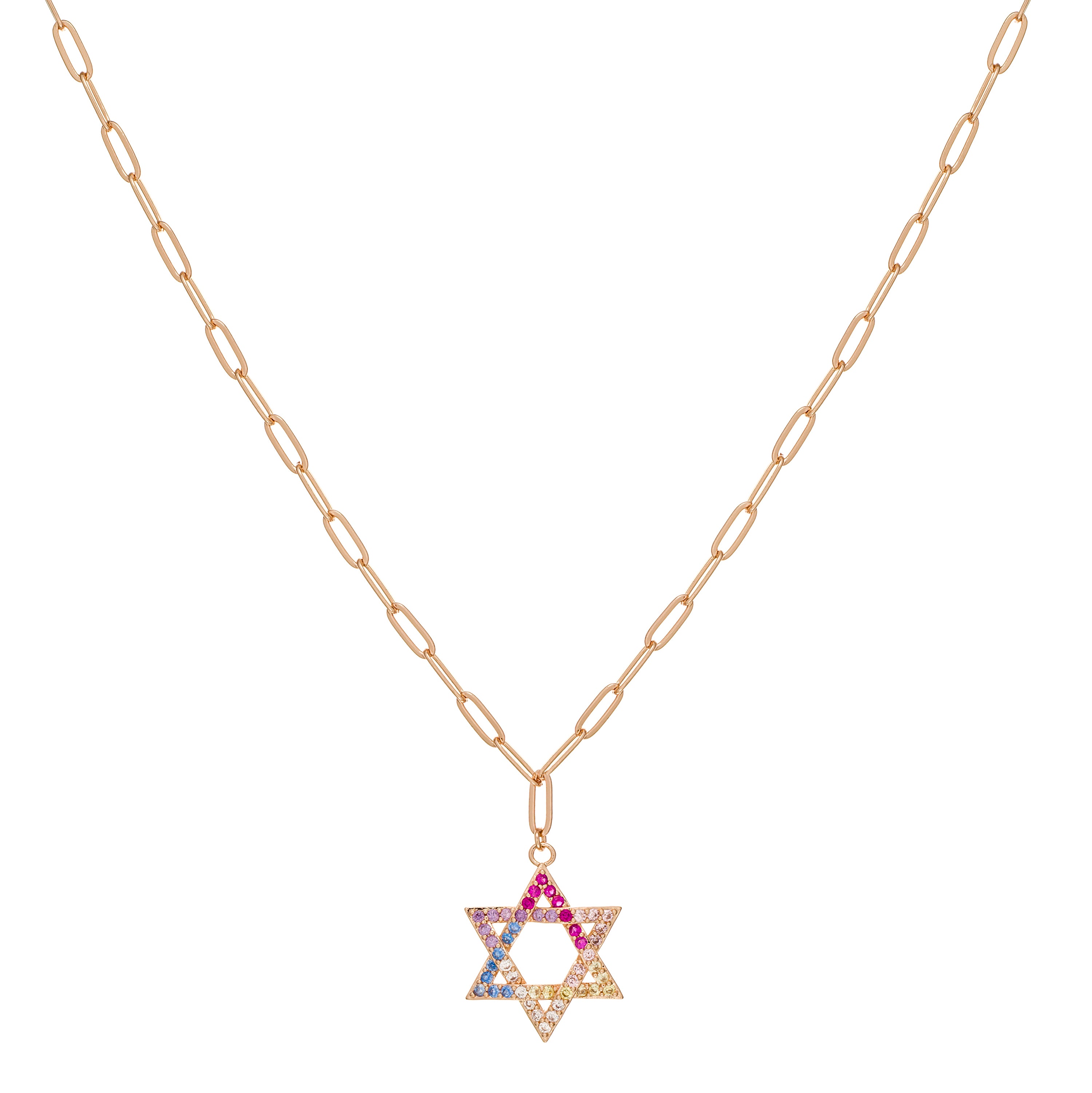Rainbow Star of David Necklace