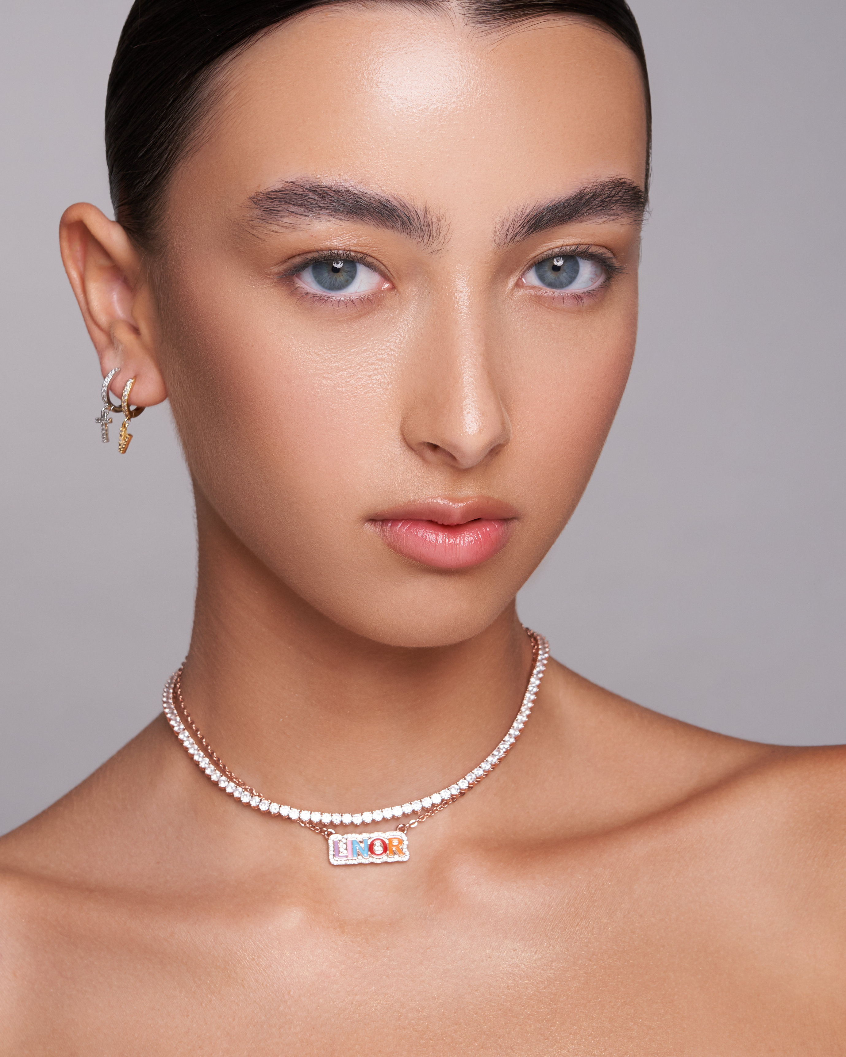 Rainbow Enamel Name Necklace