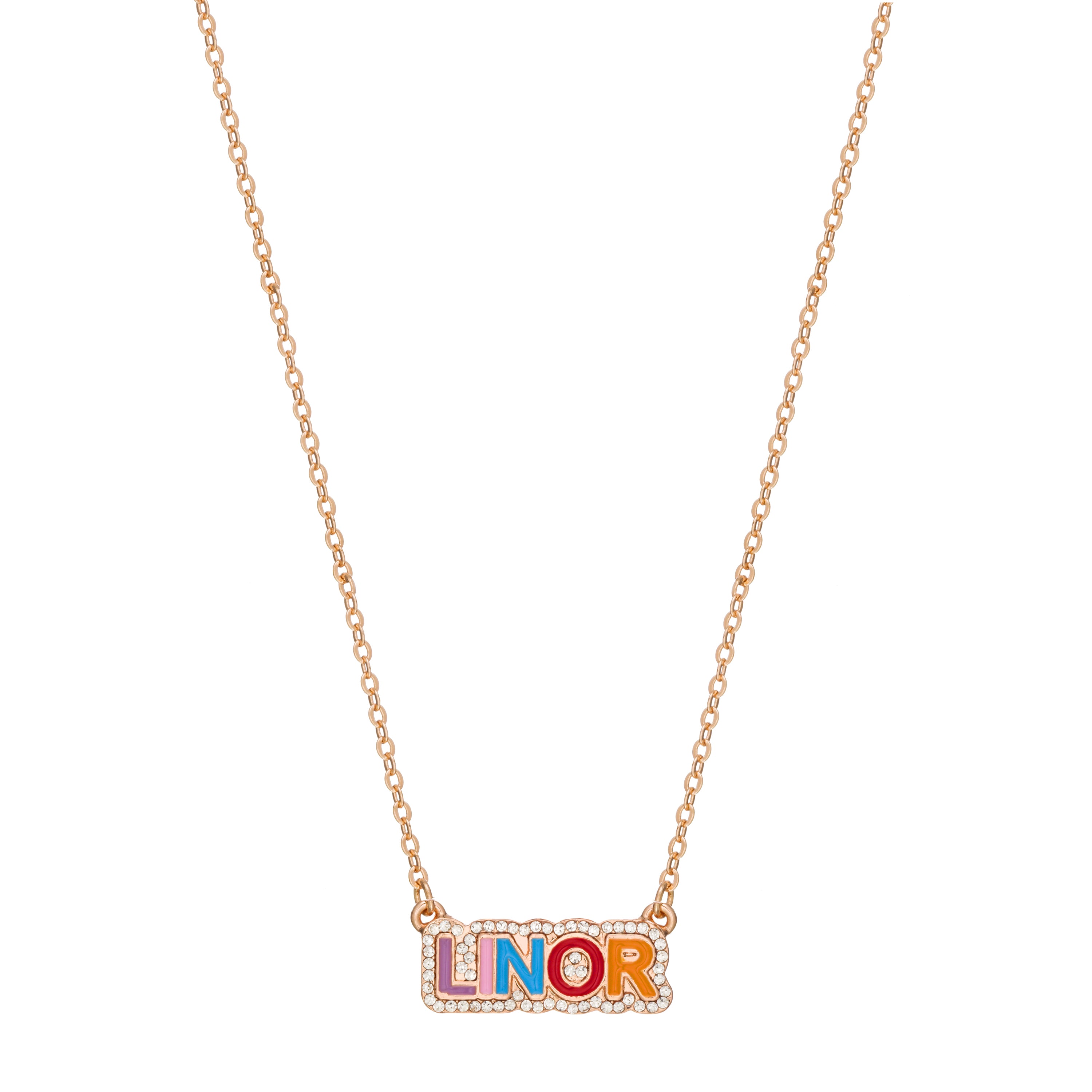 Rainbow Enamel Name Necklace