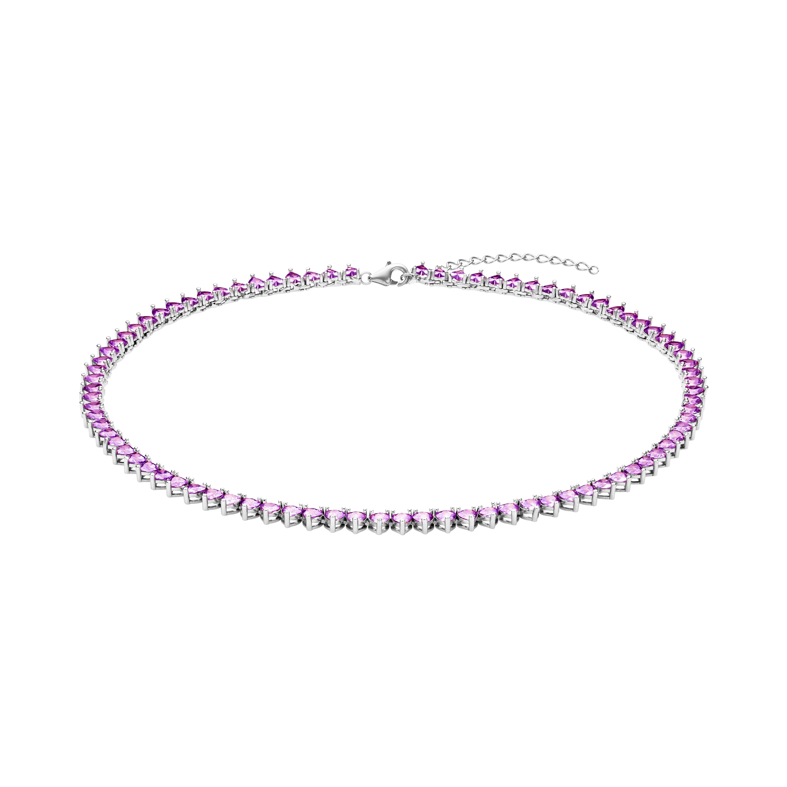 Love Tennis Necklace Rhodium purple