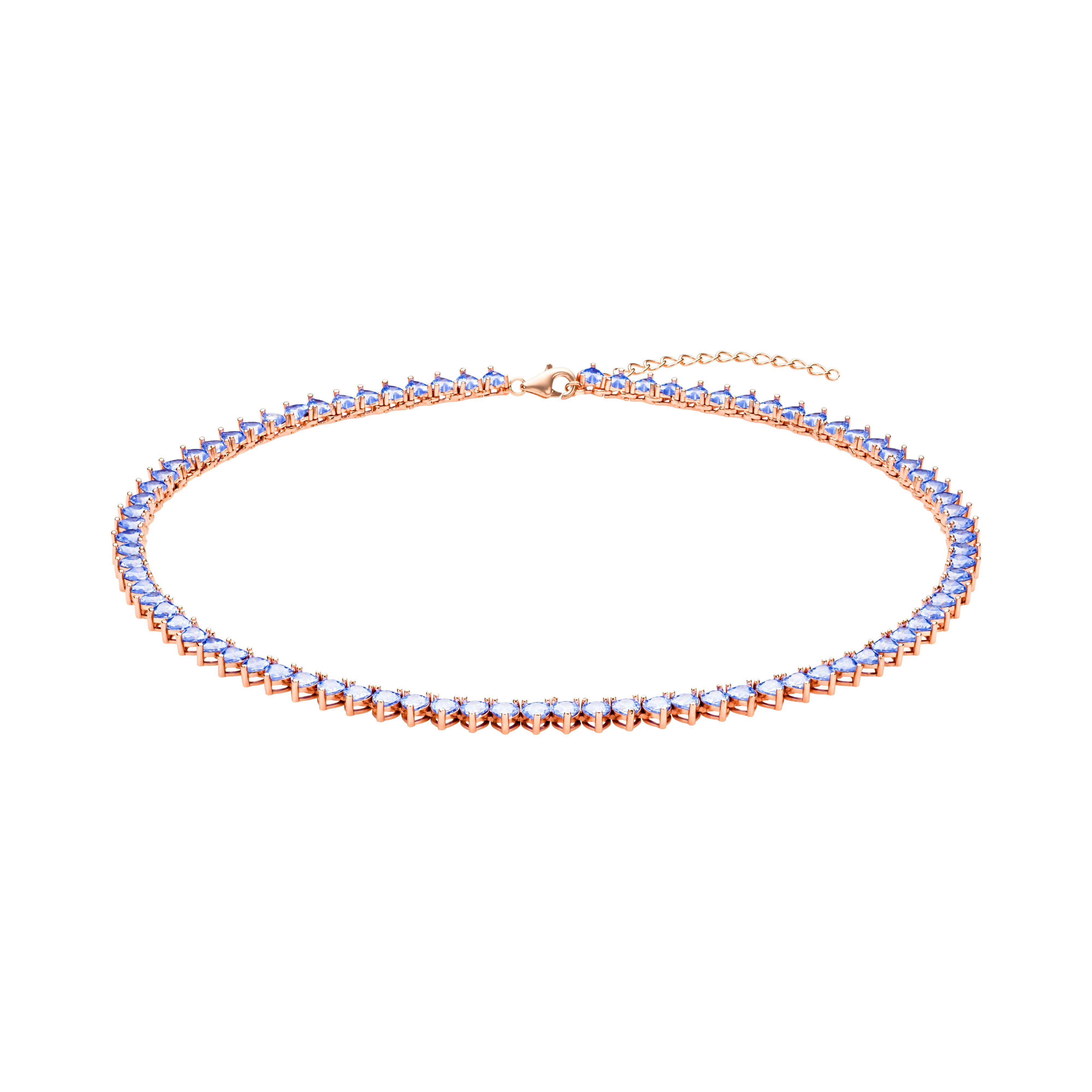 Love Tennis Necklace Rose gold  light blue