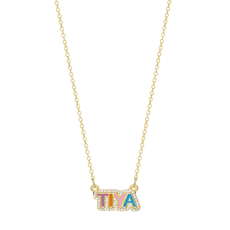 Rainbow Enamel Name Necklace