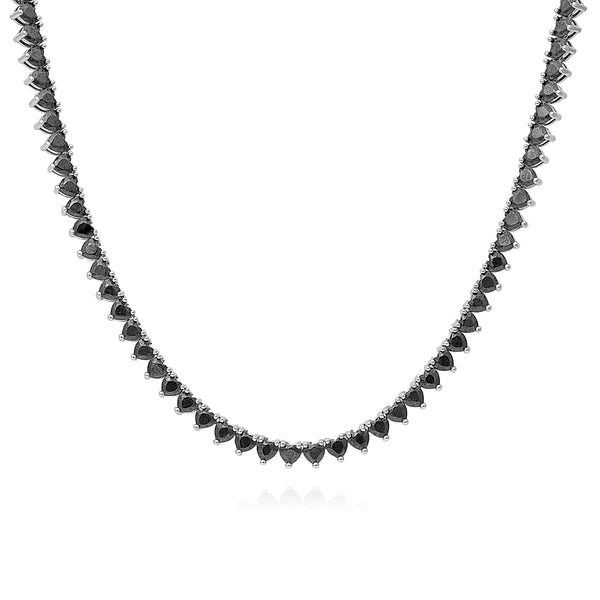 Black Heart Shape Tennis Necklace
